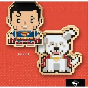 Hallmark Superman & Krypto PXL8 Enamel Pin Set SDCC 2025 Comic-Con Exclusive NIP
